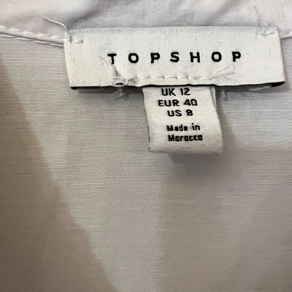Topshop Women's Shirt Dress Button Down Long Sleeve Size 8 White - Picture 5 of 10